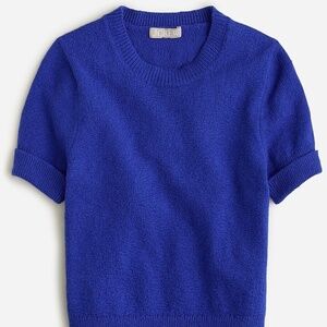 J.Crew Cuff-sleeve cropped crewneck sweater in textured bouclé